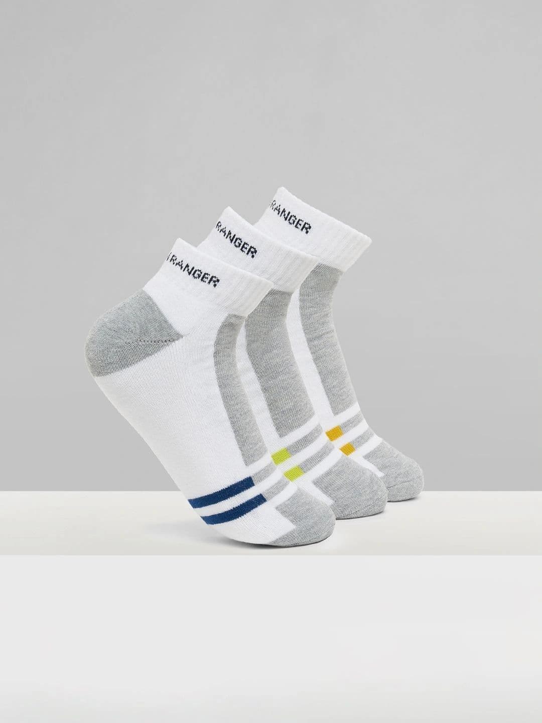 Urban Ranger by pantaloons Men Pack of 3 Cotton Blend Assorted Striped Ankle Length Socks - view 1