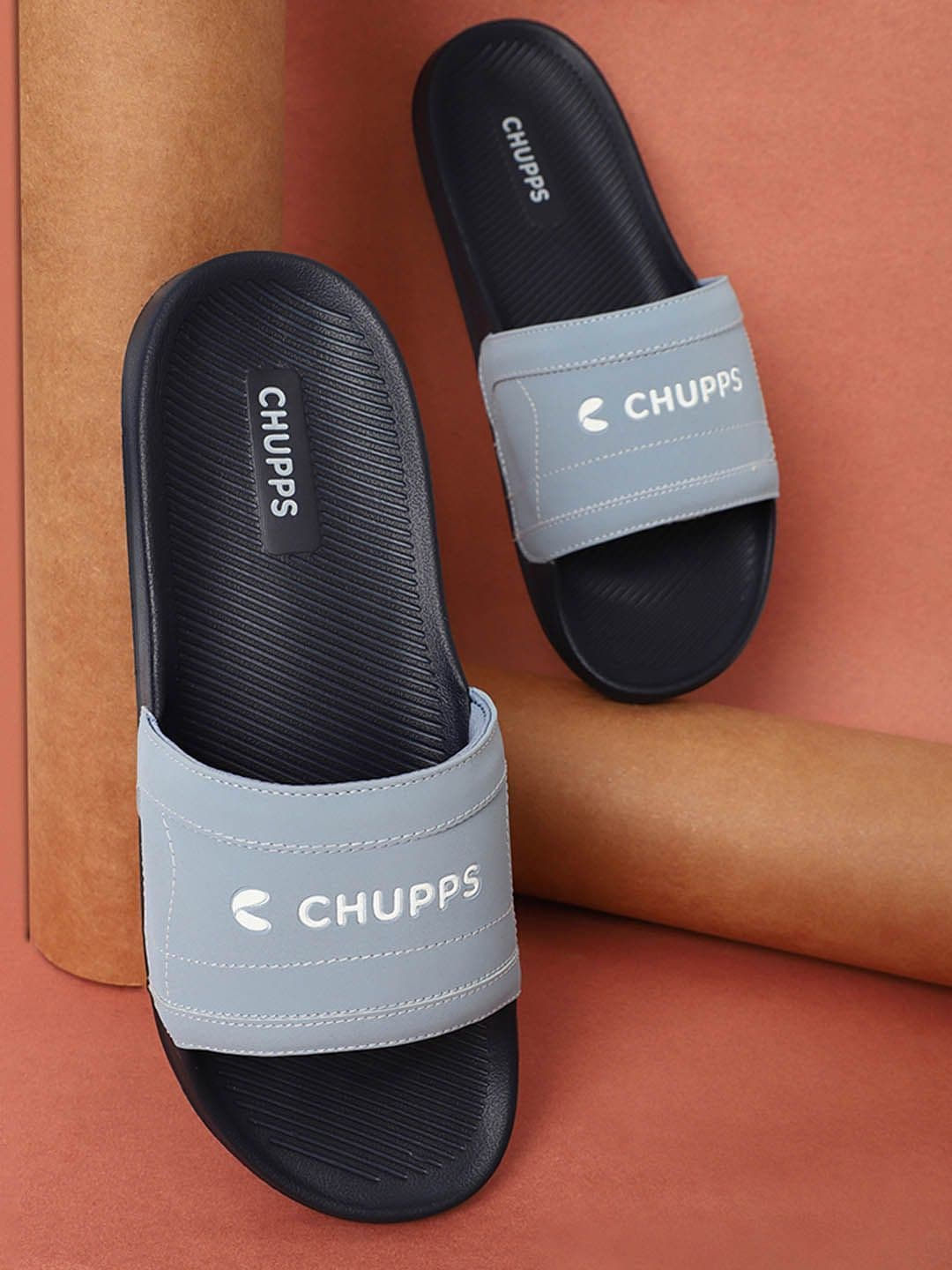 CHUPPS Men Navy Grey Craft Airsoft Orthopedic Sliders - view 1