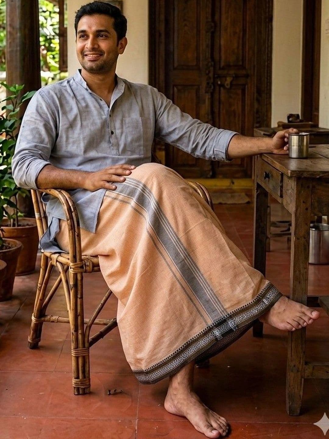 Sharan Elegance Men Striped Cotton Dhoti Dhotis - view 1