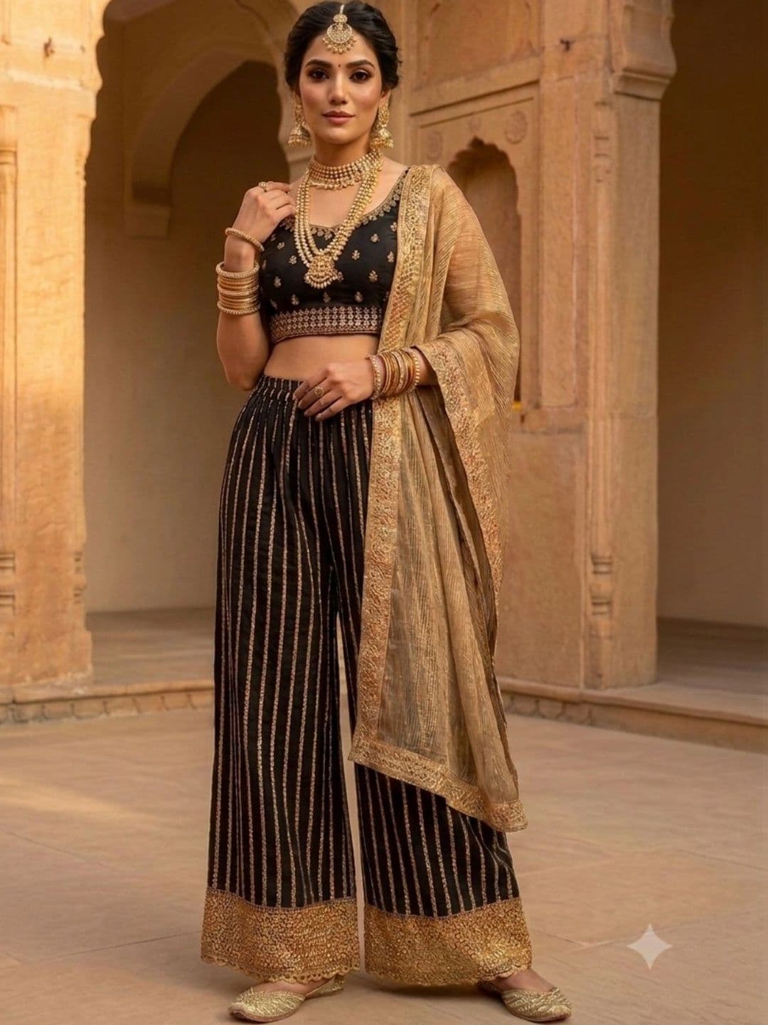 PINOVO Women Striped Ethnic Palazzos - view 1