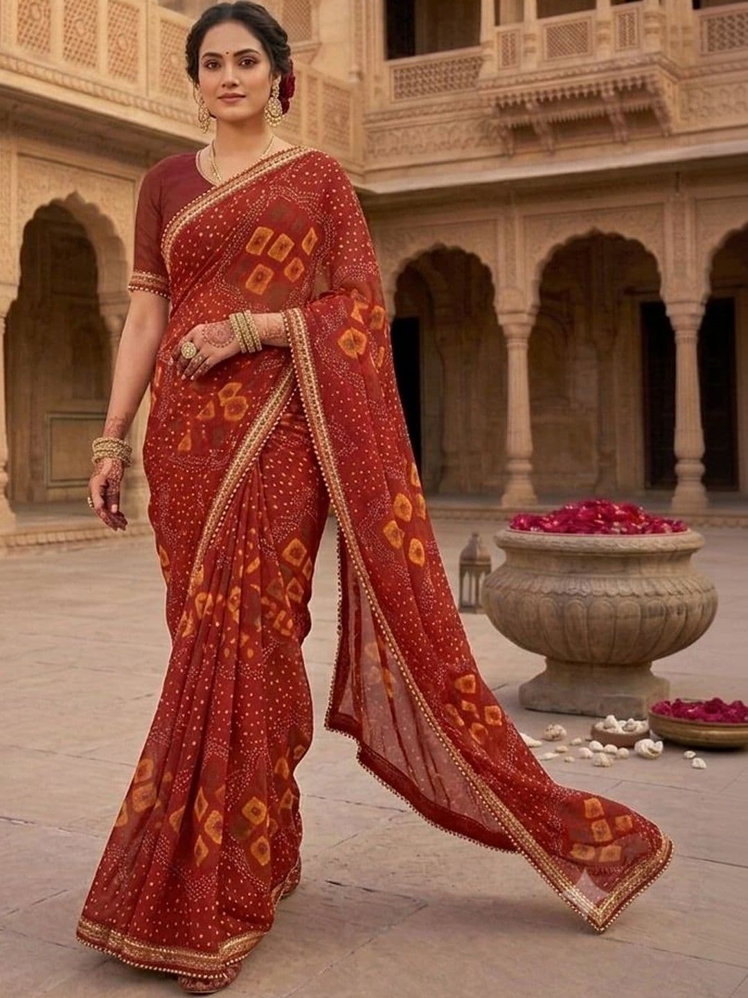KANURIKAA Bandhani Poly Georgette Bandhani Saree - view 1