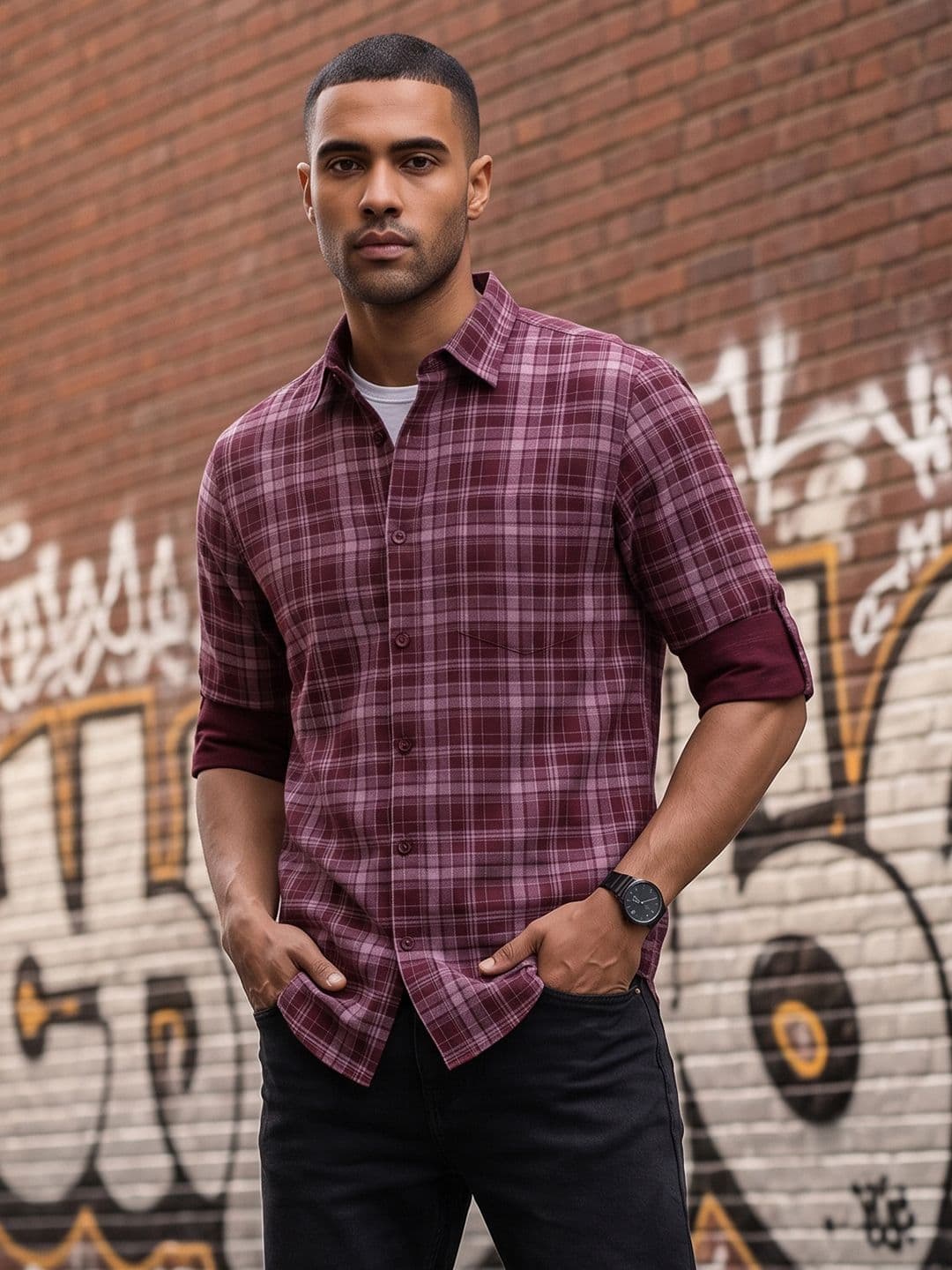 The Roadster Life Co. Tartan Checked Pure Cotton Casual Shirt - view 1