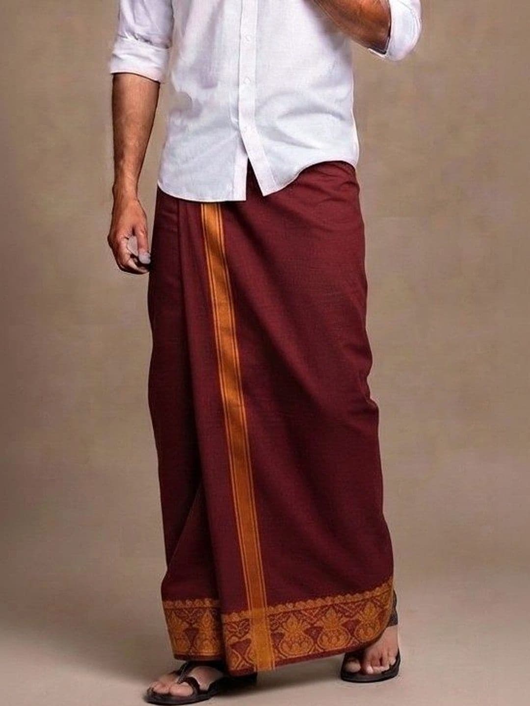 Sharan Elegance Men Embroidered Cotton Dhoti Dhotis - view 1