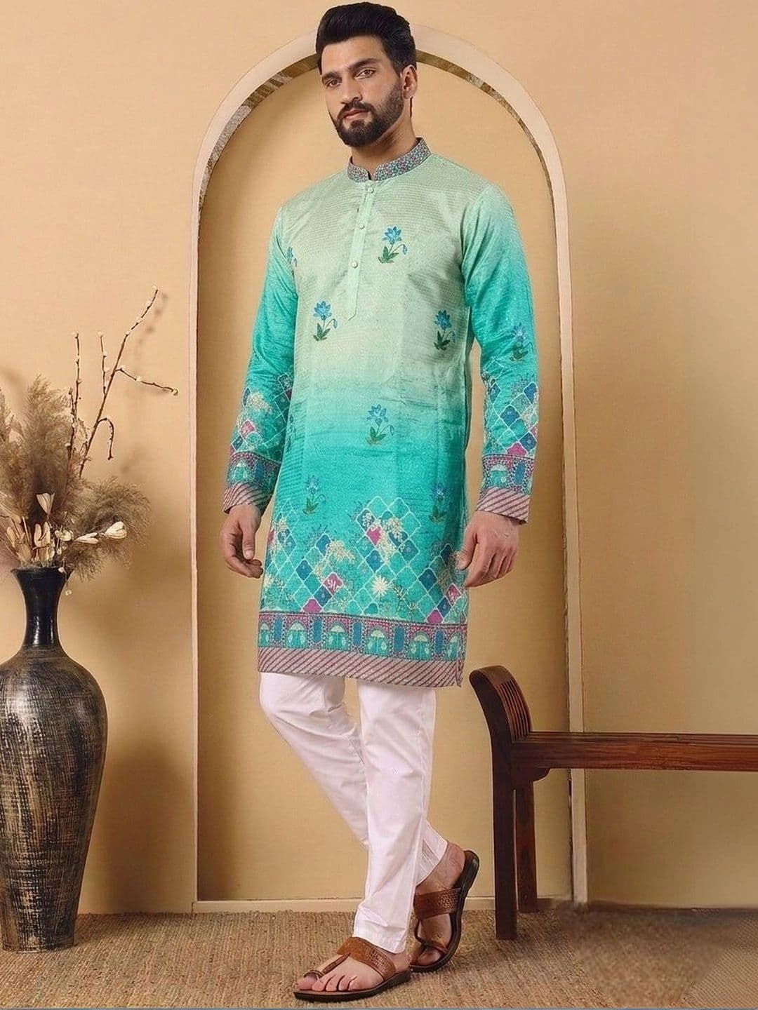 CHIRASVI Men Floral Printed Kurta - view 1