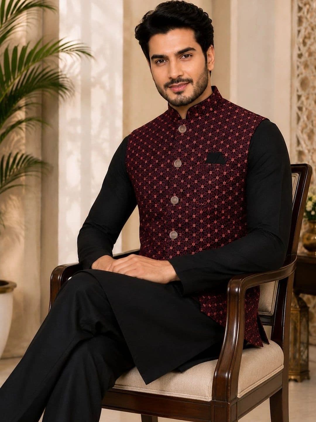 TRENDS OF ETHNIC Woven Design Nehru Jackets - view 1
