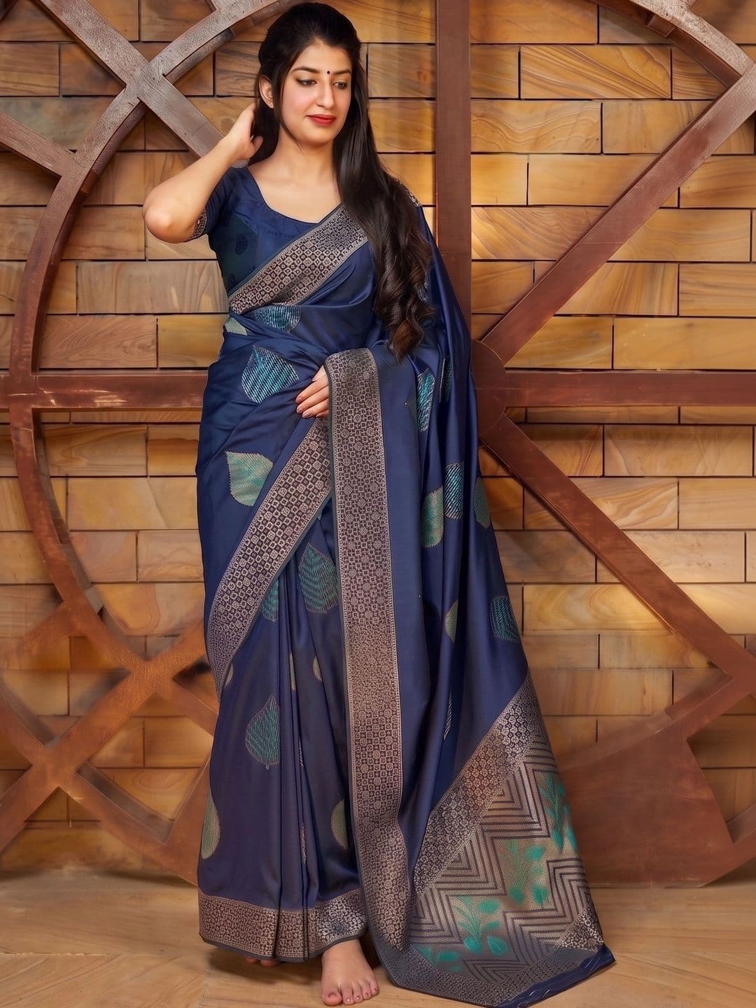 RUTVA FASHION Woven Design Zari Art Silk Banarasi Saree - view 1