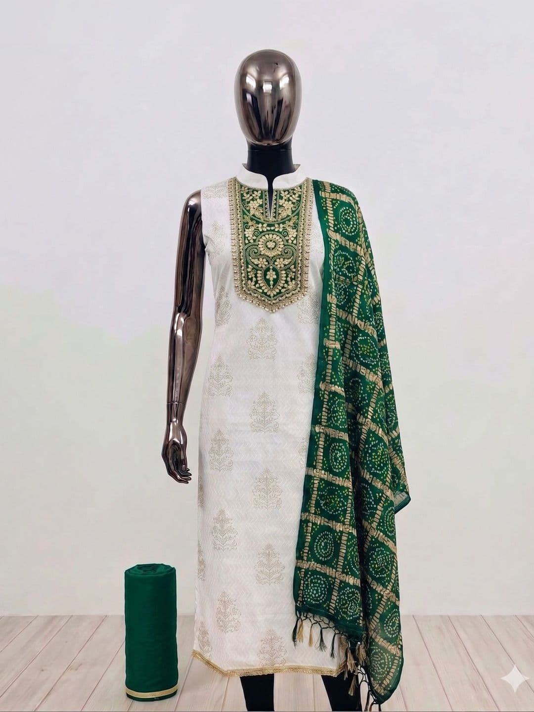 HERE&NOW Embroidered Viscose Rayon Unstitched Dress Material - view 1