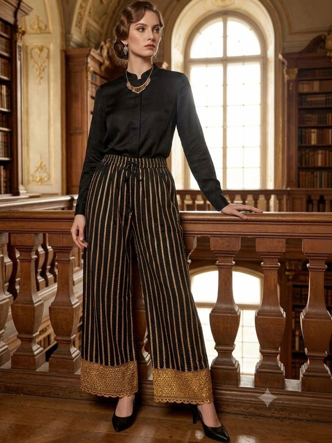 PINOVO Women Striped Ethnic Palazzos - view 1