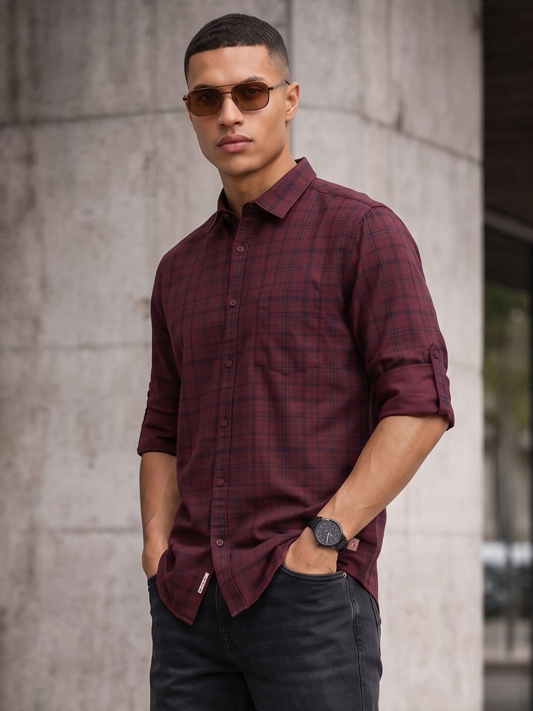 The Roadster Life Co. Checked Pure Cotton Casual Shirt - view 1