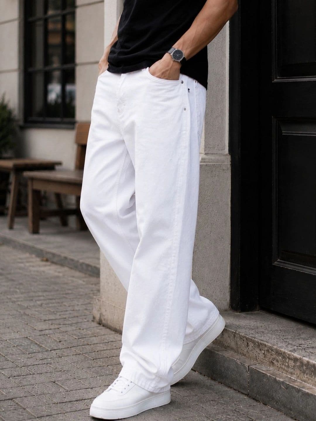 GARTEEN Men Wide Leg Mid-Rise Stretchable Jeans - view 1