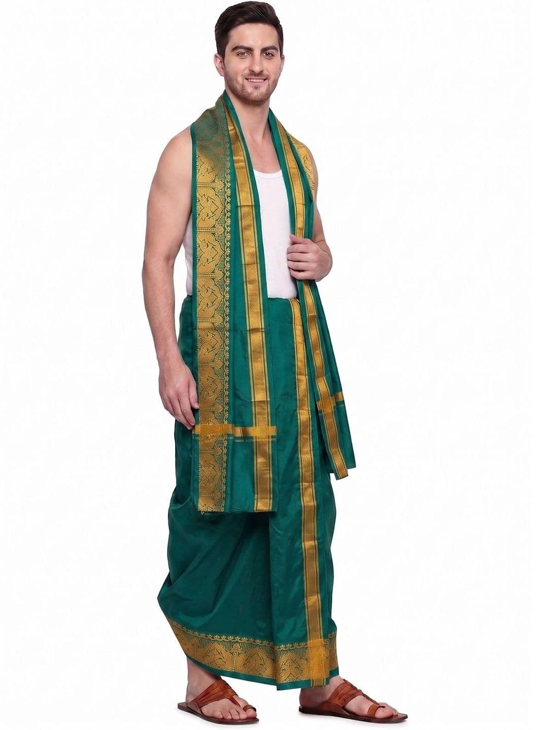 Hornbill Enterprises Men Embroidered Cotton Dhoti Dhotis - view 1