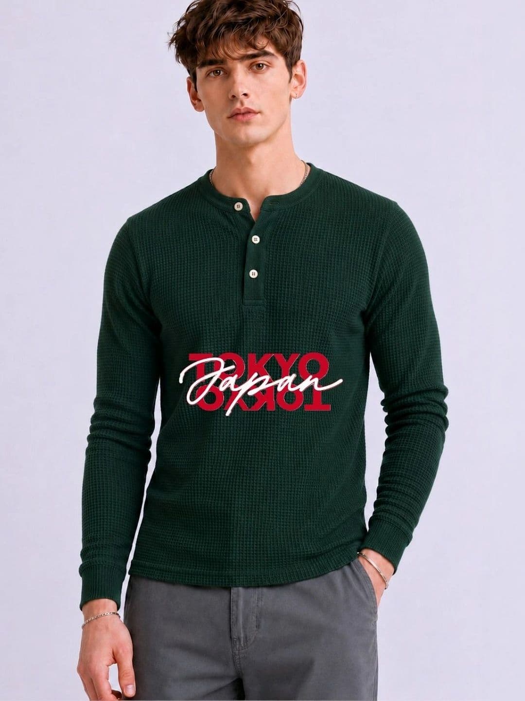 Mobox Men Typography Henley Neck T-shirt - view 1