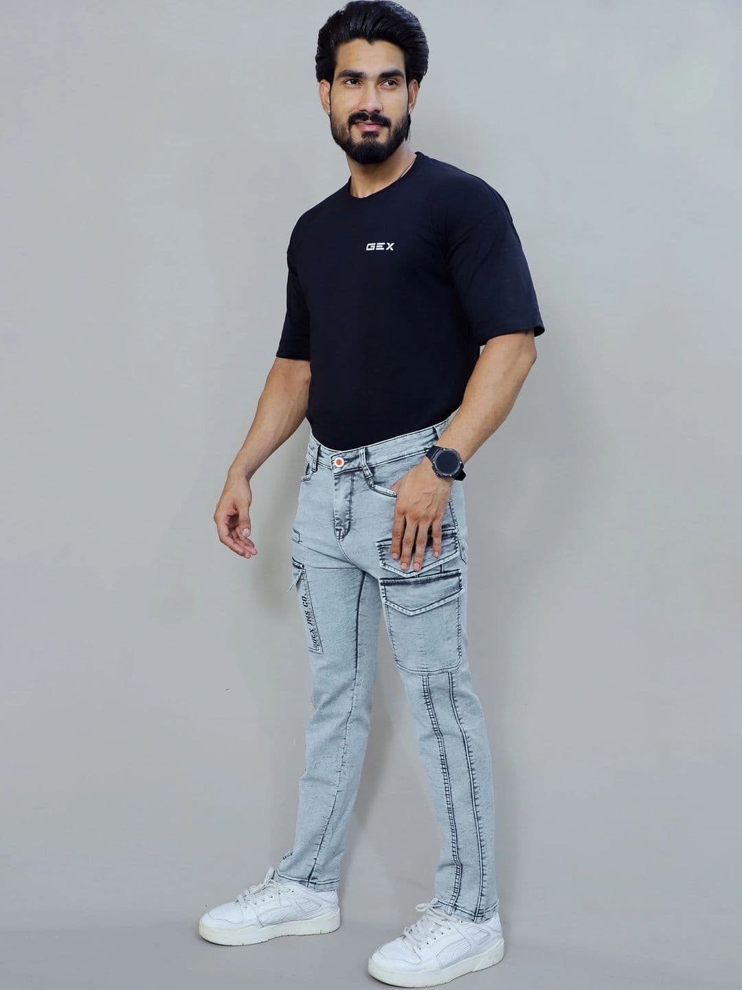 GEX Men Regular Fit Mid-Rise Low Distress Jeans - view 1