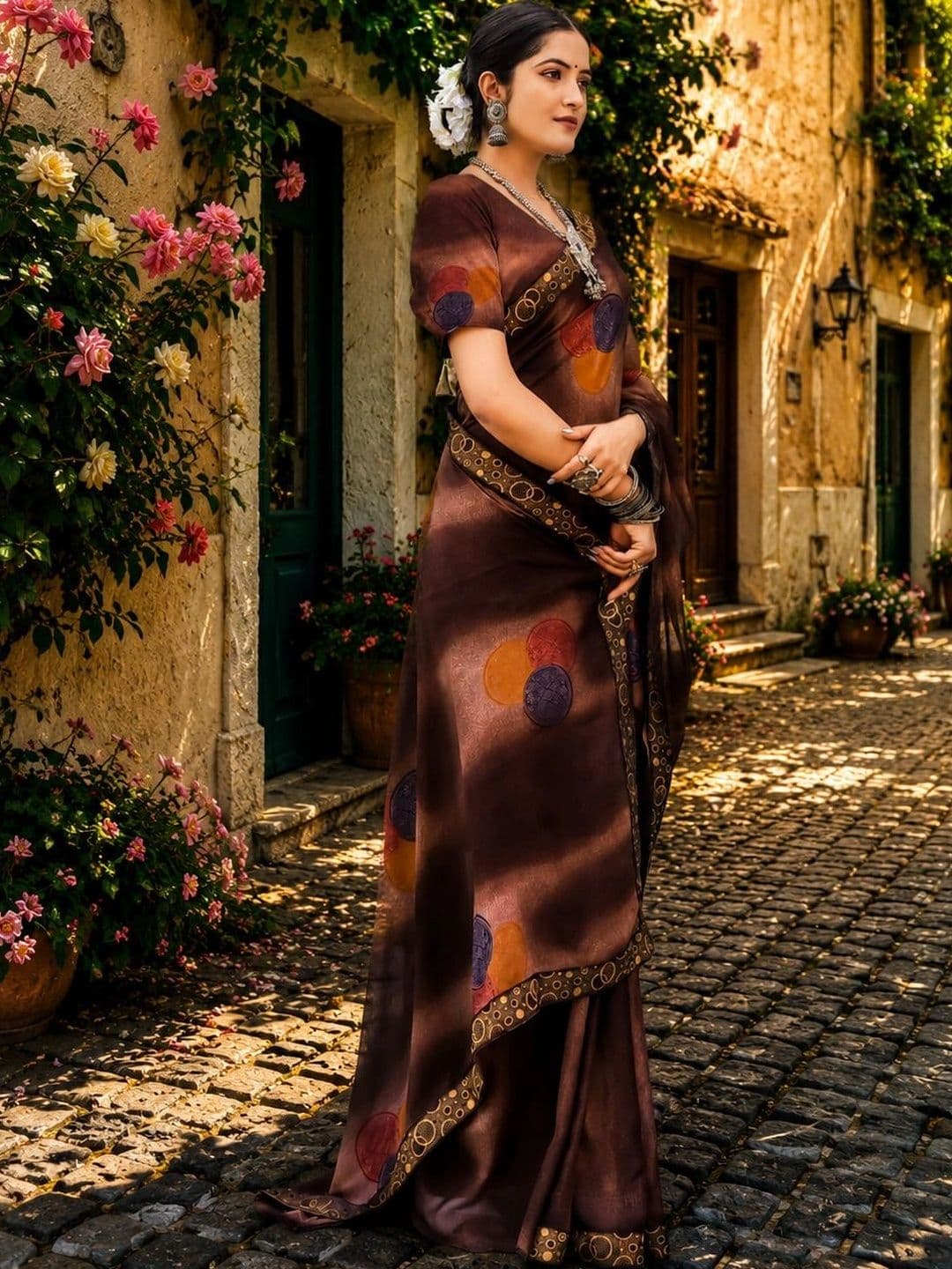 KANURIKAA Poly Georgette Bandhani Saree - view 1