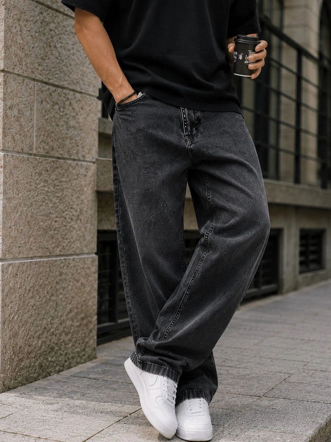 DENIM LIFE Men Wide Leg Mid-Rise Stretchable Jeans - view 1