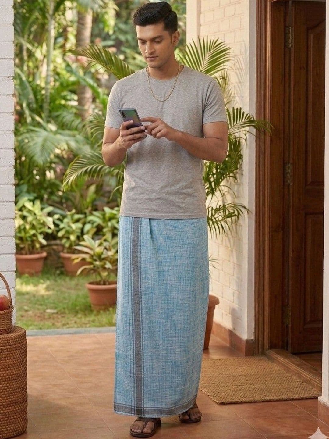 Sharan Elegance Men Striped Cotton Dhoti Dhotis - view 1