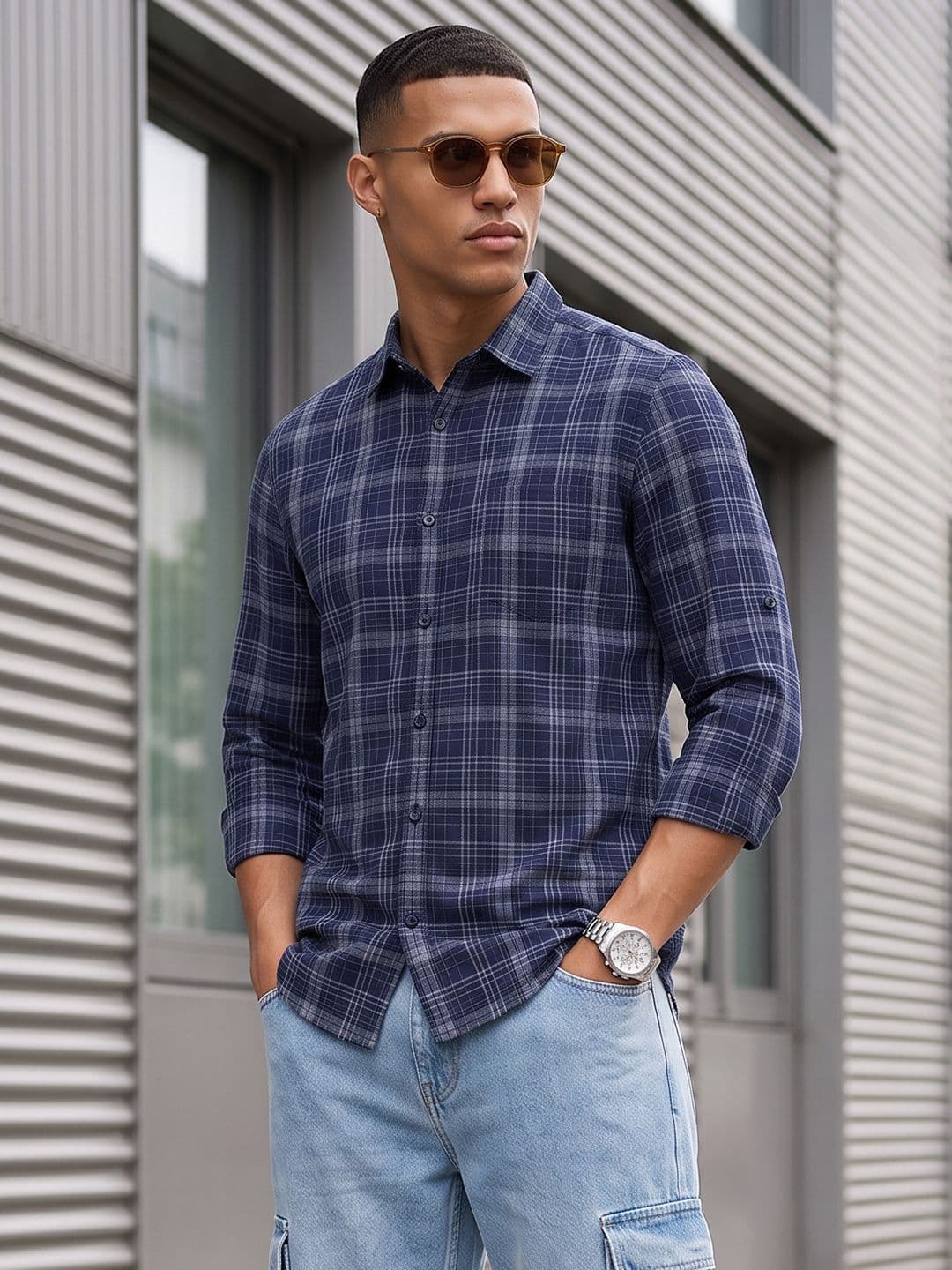 The Roadster Life Co. Checked Pure Cotton Casual Shirt - view 1