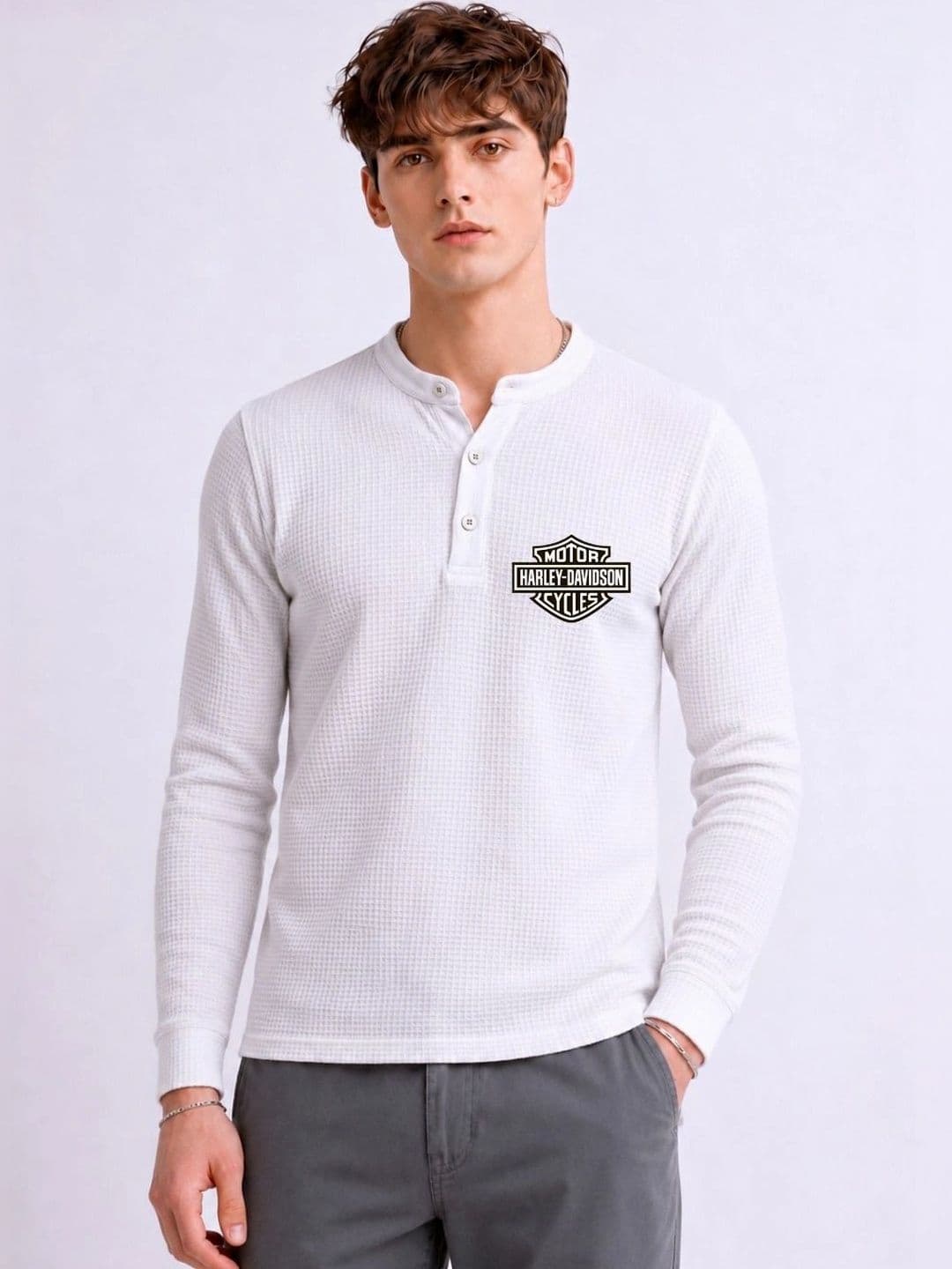 Mobox Men Brand Logo Henley Neck T-shirt - view 1