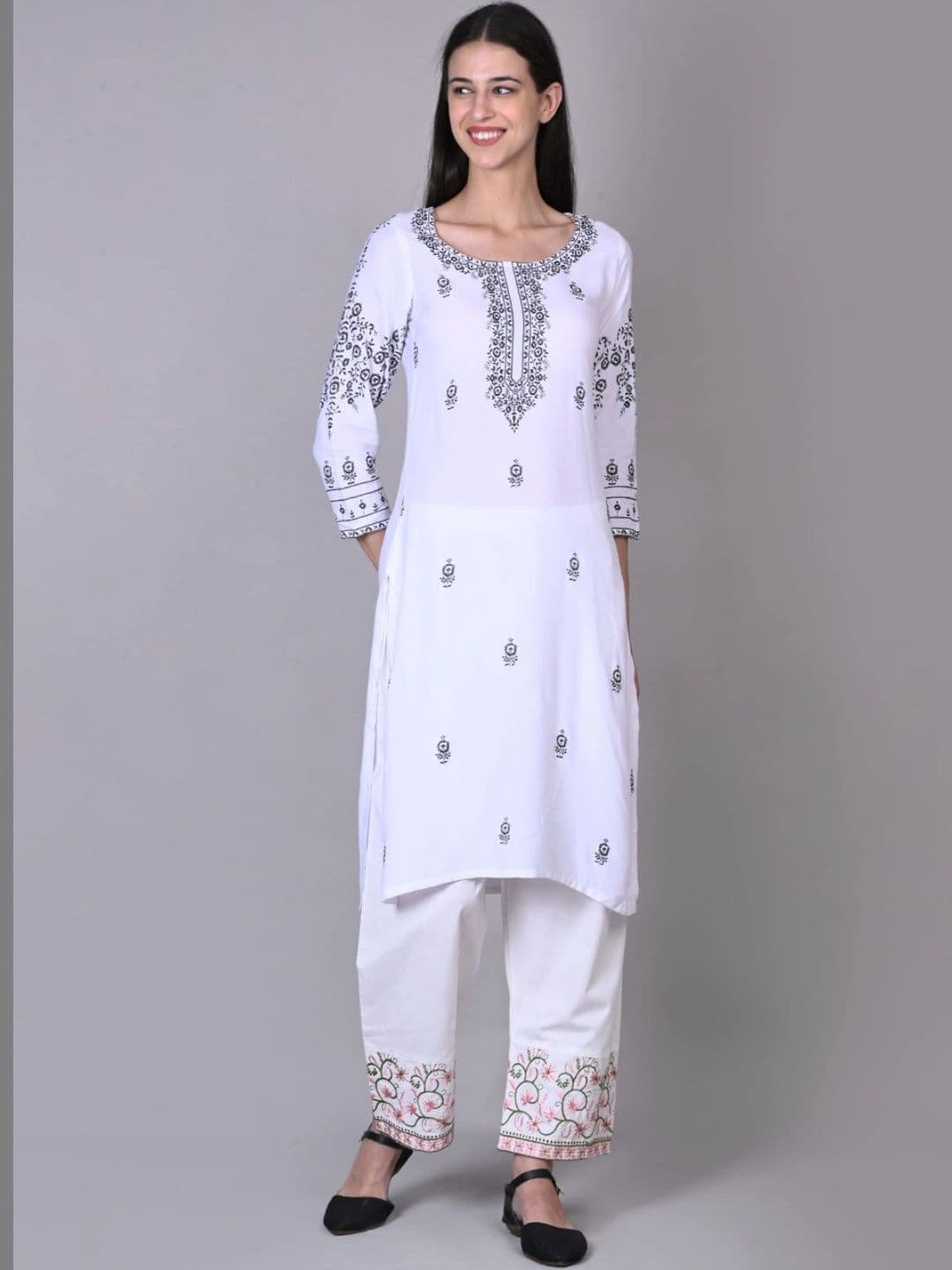 PINOVO Women Floral Embroidered Cropped Ethnic Palazzos - view 1