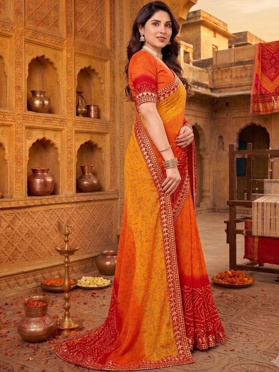KANURIKAA Bandhani Embroidered Bandhani Saree - view 1