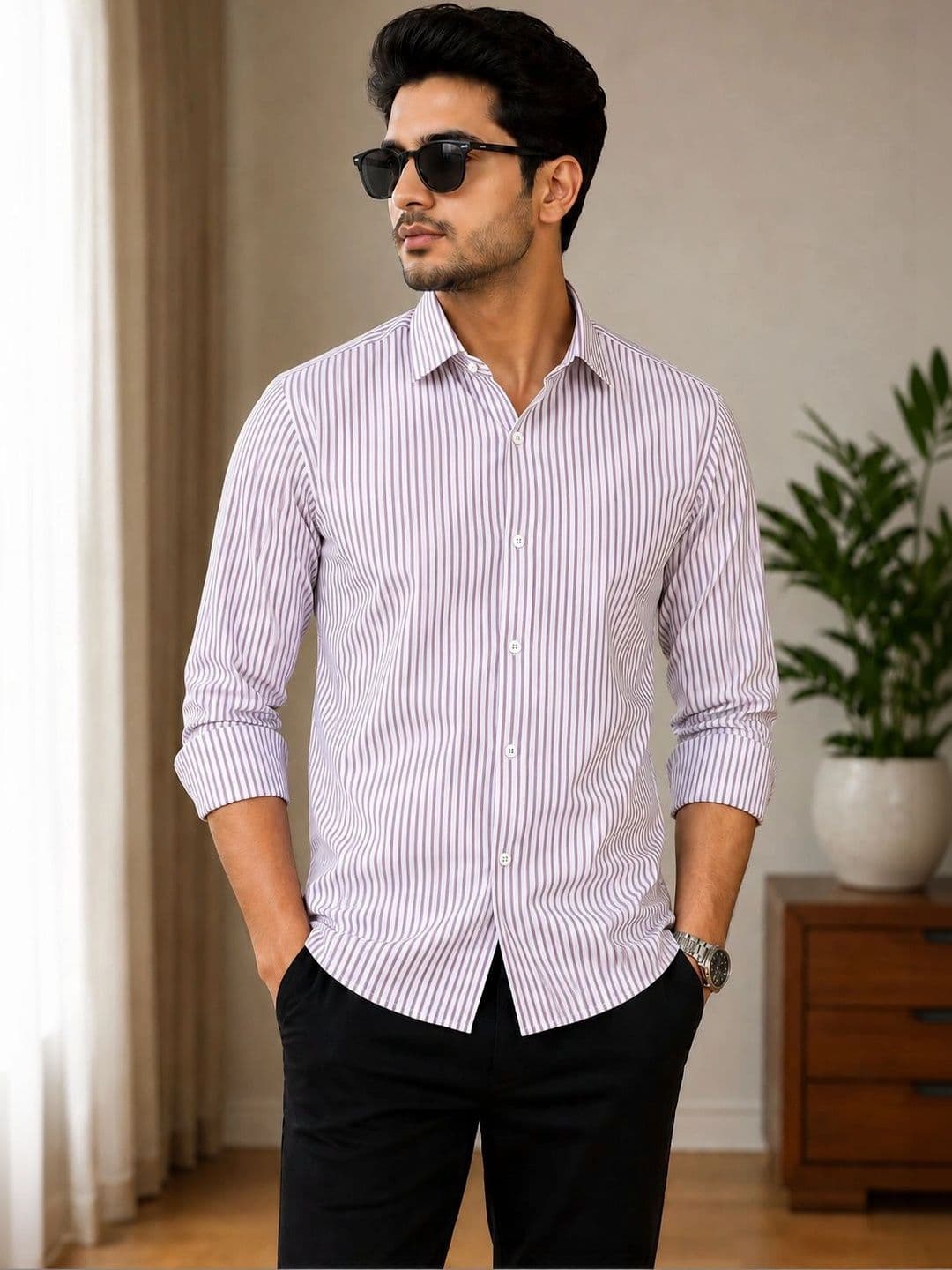 POLAR PARADISE Men Classic Striped Casual Shirt - view 1