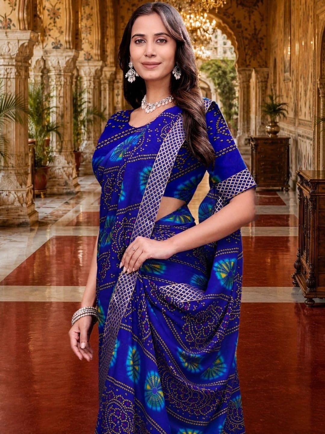 KANURIKAA Bandhani Poly Georgette Bandhani Saree - view 1