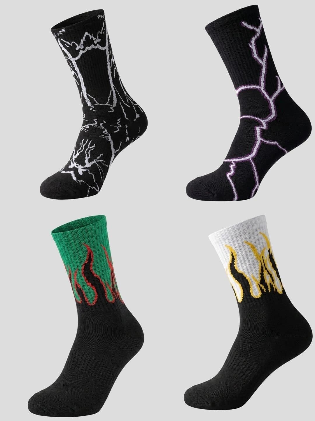 Moda Rapido Men Pack of 4 Cotton Blend Patterned Calf Length Socks - view 1