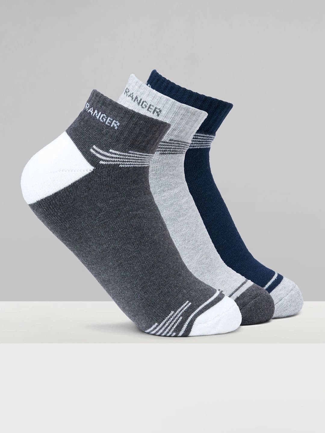 Urban Ranger by pantaloons Men Pack of 3 Cotton Blend Assorted Colourblocked Ankle Length Socks - view 1