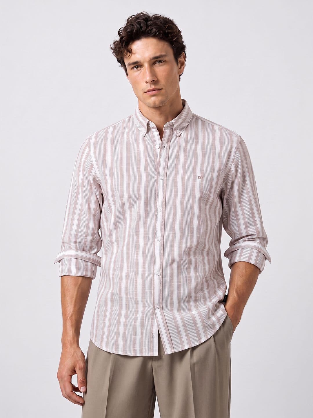 Kenneth Cole Striped Pure Cotton Casual Shirt - view 1