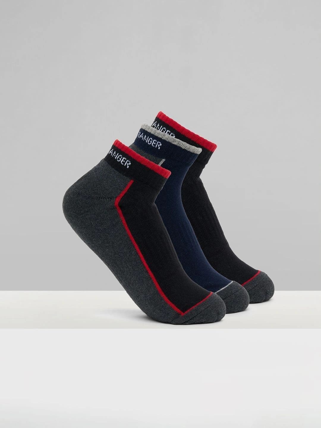 Urban Ranger by pantaloons Men Pack of 3 Cotton Blend Assorted Colourblocked Ankle Length Socks - view 1