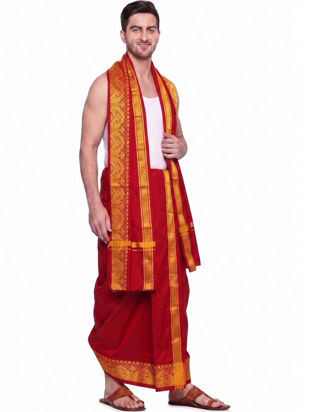 Hornbill Enterprises Men Embroidered Cotton Dhoti Dhotis - view 1