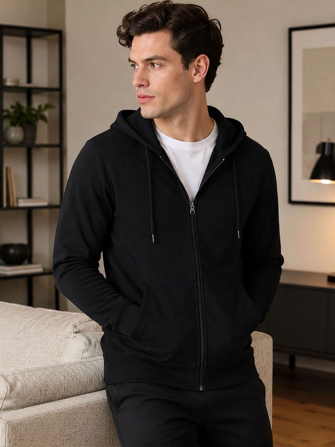 SZN Men Fleece Lightweight Open Front Jacket - view 1