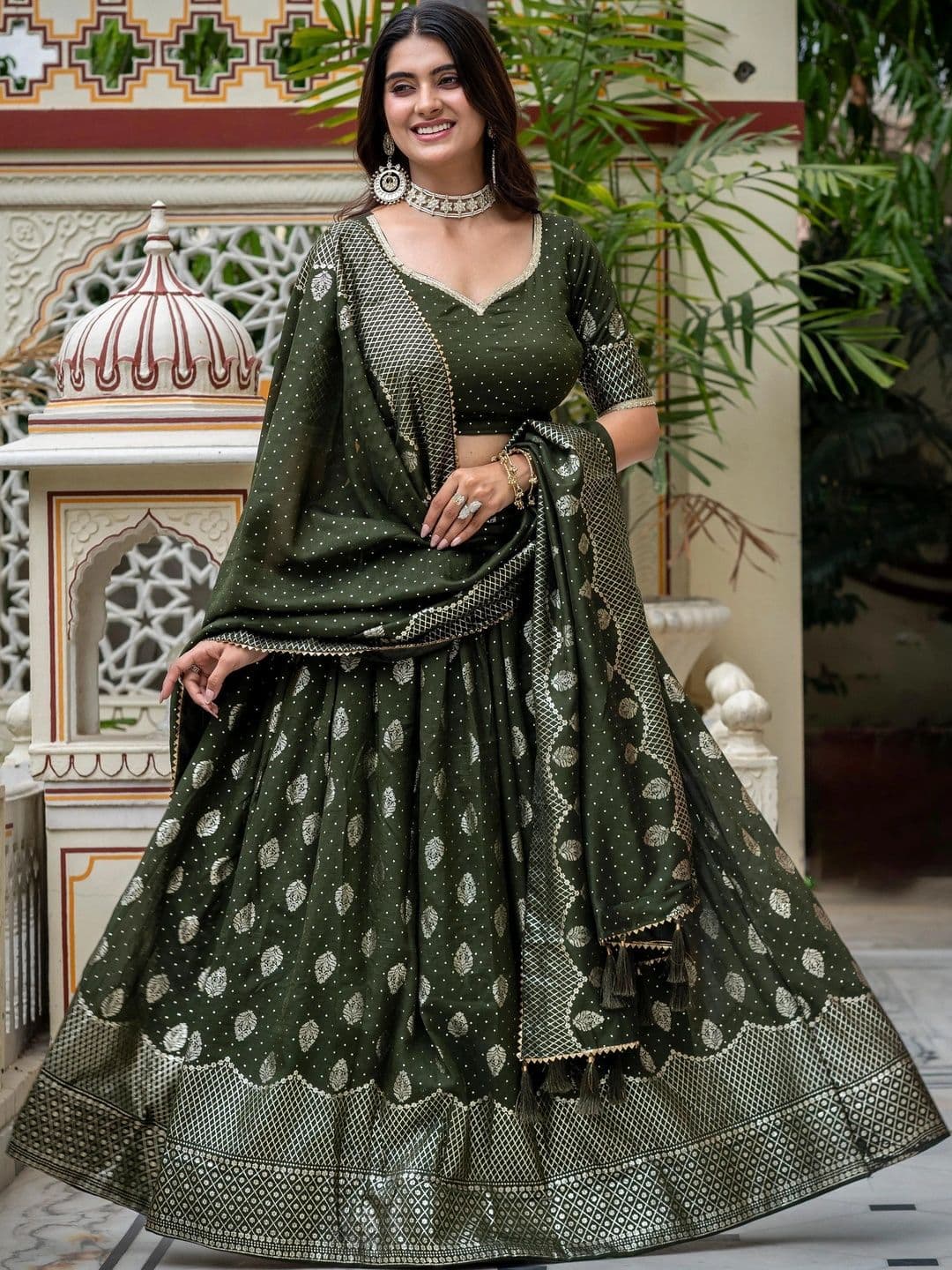 IVARIS Semi-Stitched Lehenga & Unstitched Blouse With Dupatta - view 1