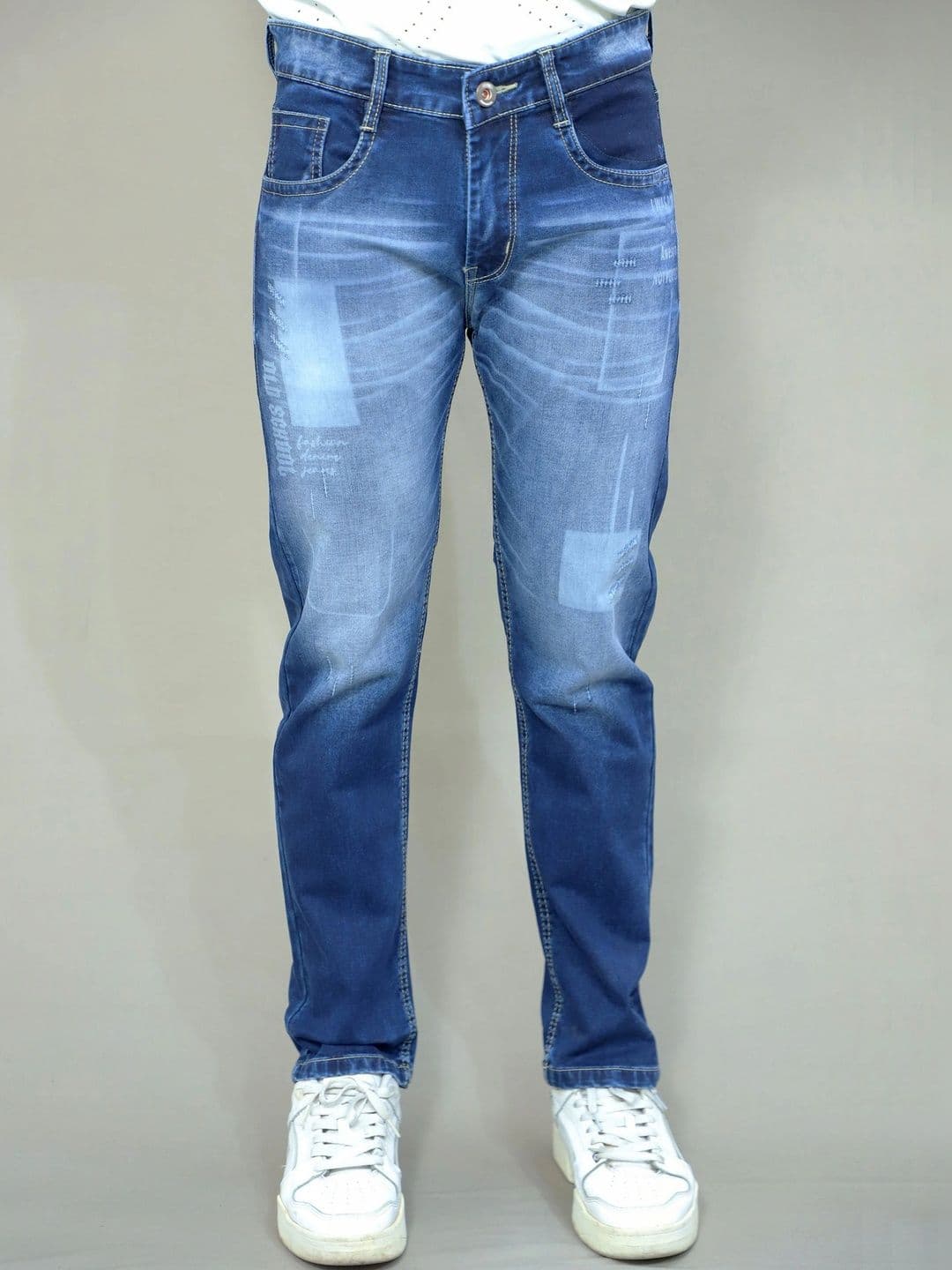 GEX Men Regular Fit Mid-Rise Low Distress Printed Jeans - view 1
