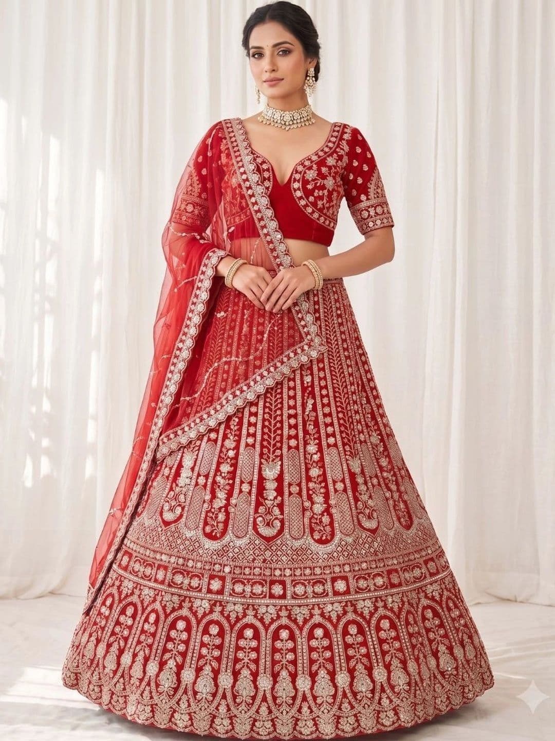 KESAR FAB Embroidered Semi-Stitched Lehenga & Unstitched Blouse With Dupatta - view 1