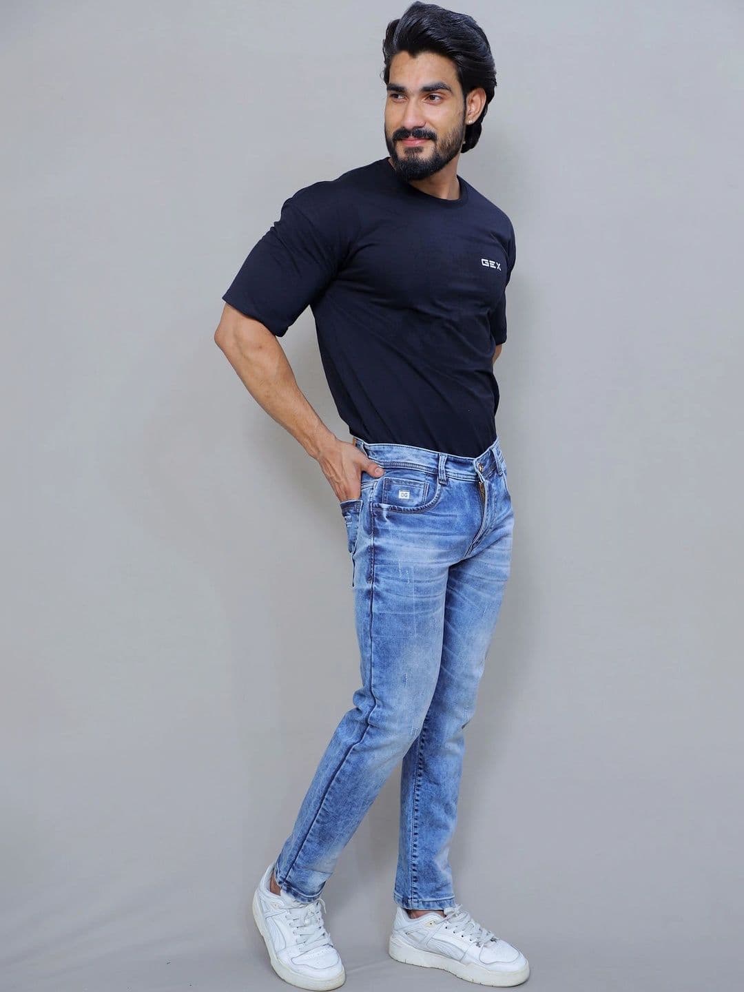GEX Men Regular Fit Mid-Rise Low Distress Jeans - view 1