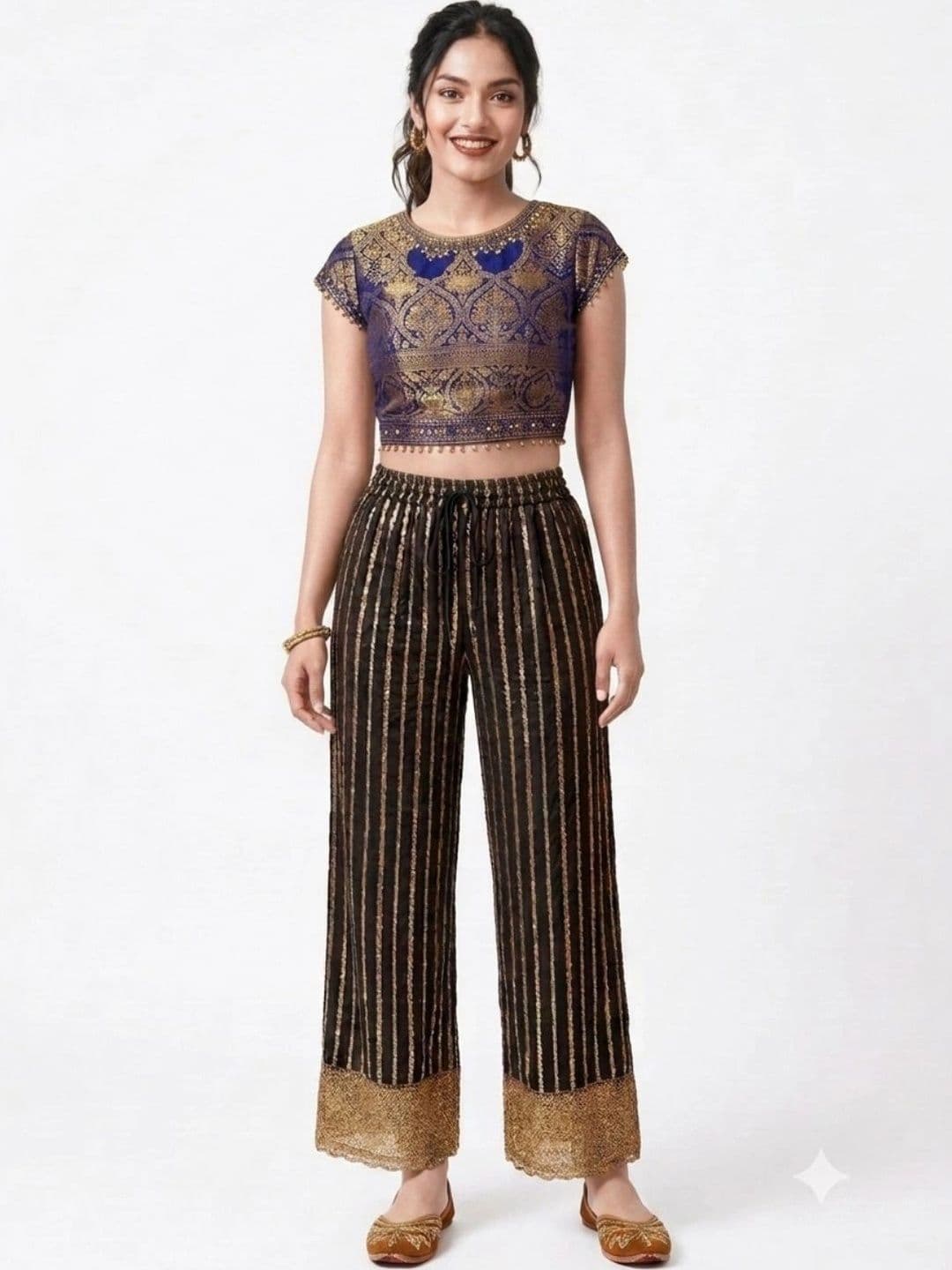 PINOVO Women Floral Embroidered Ethnic Palazzos - view 1
