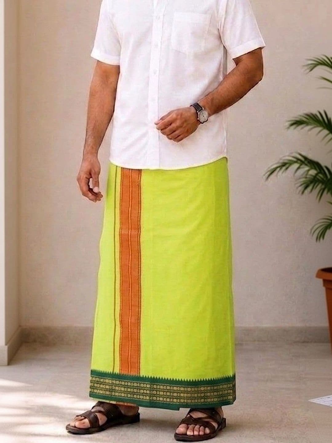 Sharan Elegance Men Striped Cotton Dhoti Dhotis - view 1