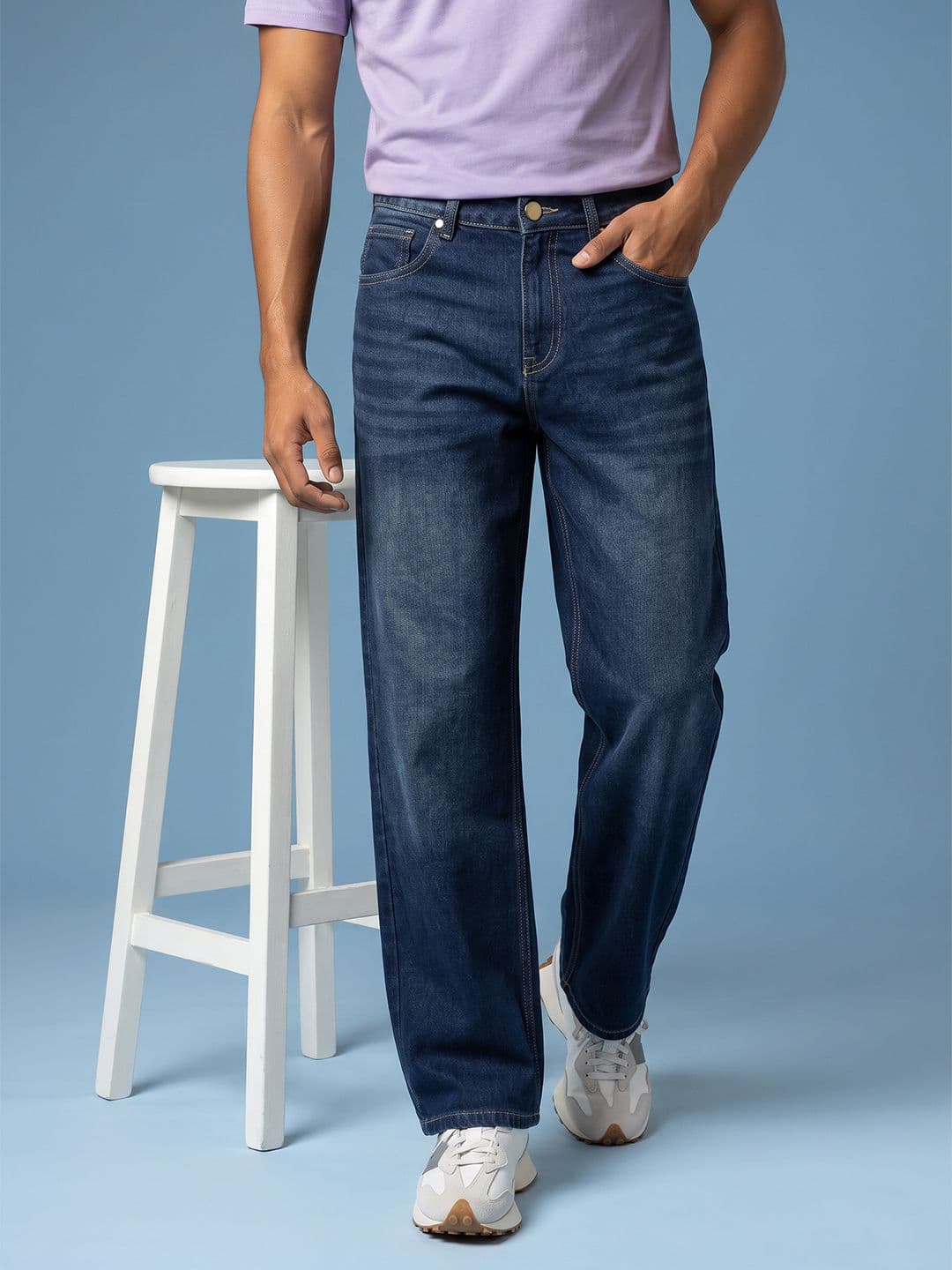 HERE&NOW Men Baggy Pure Cotton Jeans - view 1