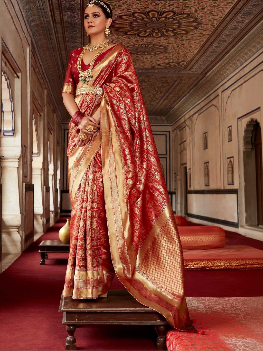 Dhaaga Ghar Woven Design Zari Silk Blend Fusion Banarasi Saree - view 1