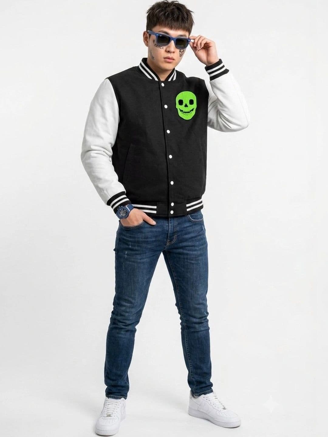 oiin Men Colourblocked Fleece Blend Varsity Jacket - view 1