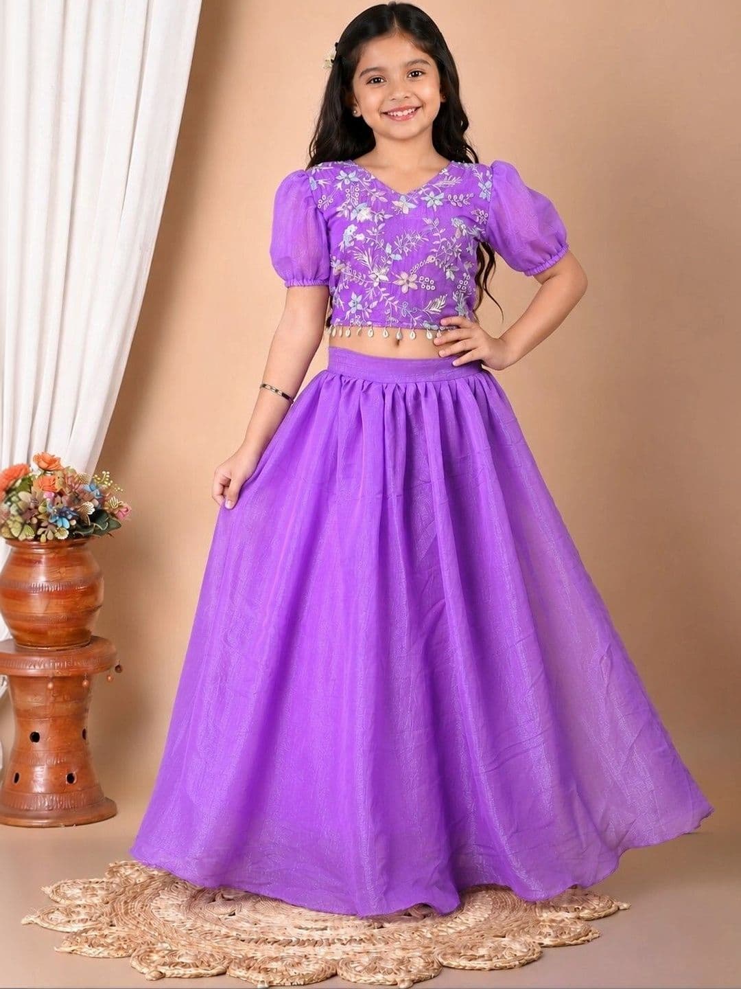 SPAMitude Girls Embroidered Thread Work Ready to Wear Lehenga & - view 1