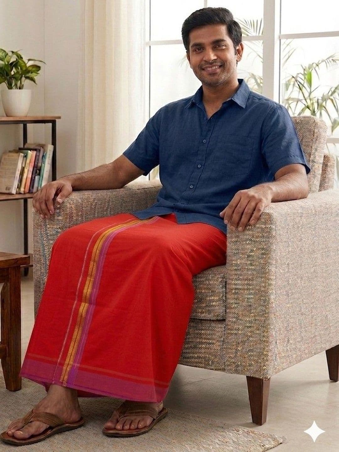 Sharan Elegance Men Striped Cotton Dhoti Dhotis - view 1