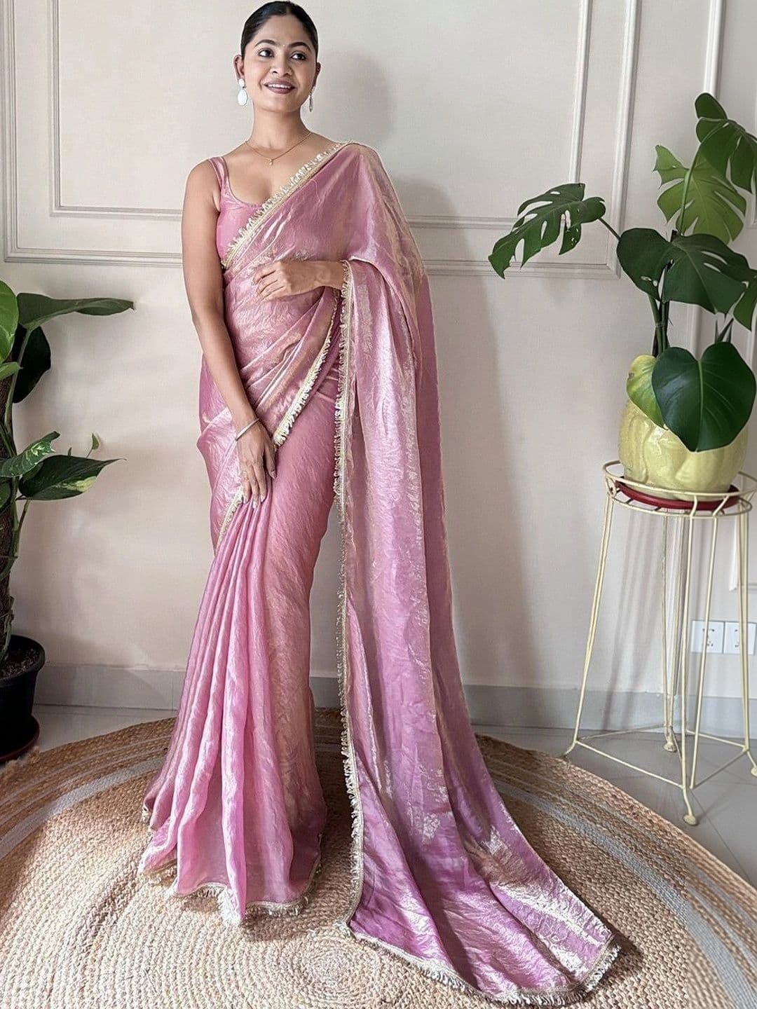 Sangria Floral Heavy Work Bagh Saree - view 1