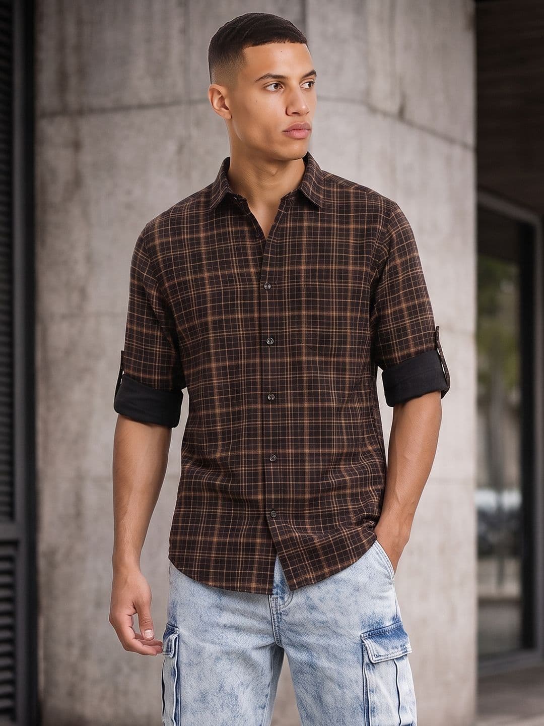 The Roadster Life Co. Tartan Checked Pure Cotton Casual Shirt - view 1