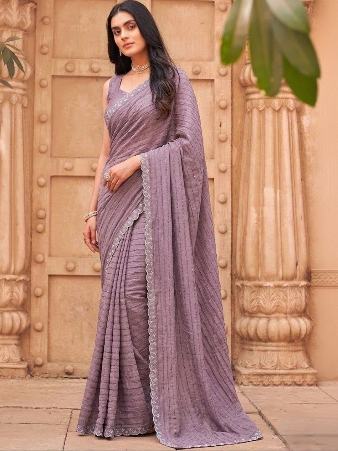 SANJANA SILK SANJANA SILK Embroidered Silk Blend Saree - view 1