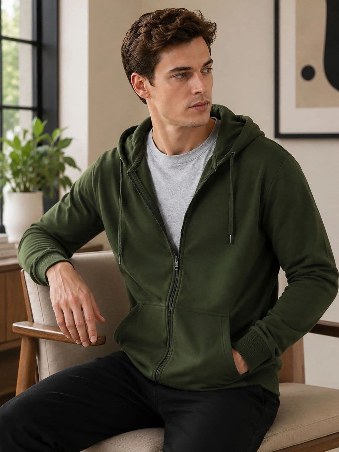 MaverIQ Men Fleece Lightweight Open Front Jacket - view 1