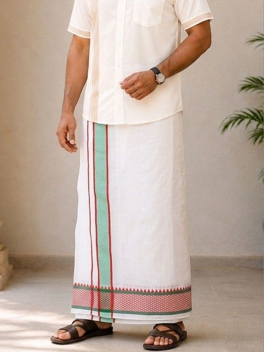 Sharan Elegance Men Striped Cotton Dhoti Dhotis - view 1