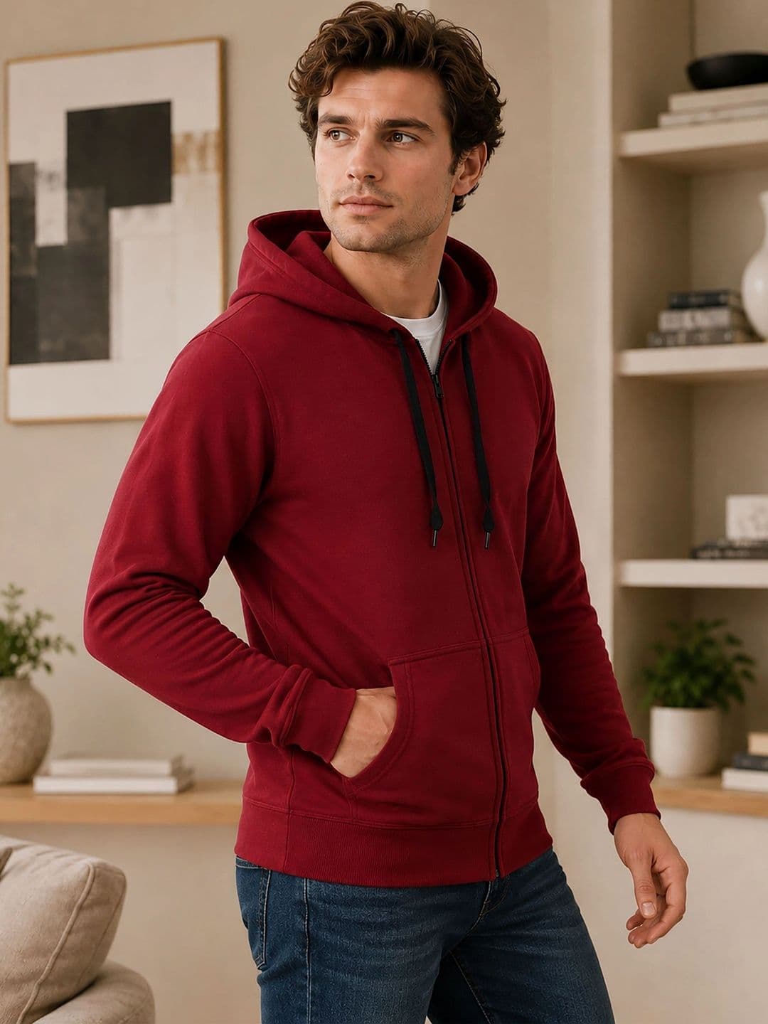 MaverIQ Men Fleece Open Front Jacket - view 1