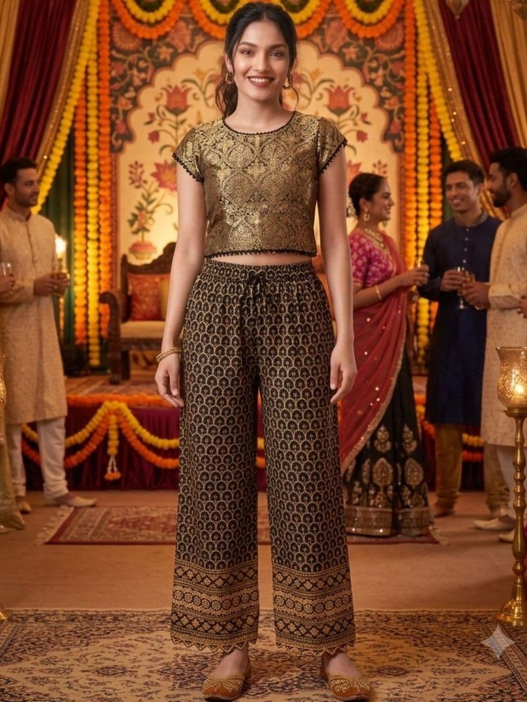 PINOVO Women Ethnic Motifs Printed Ethnic Palazzos - view 1
